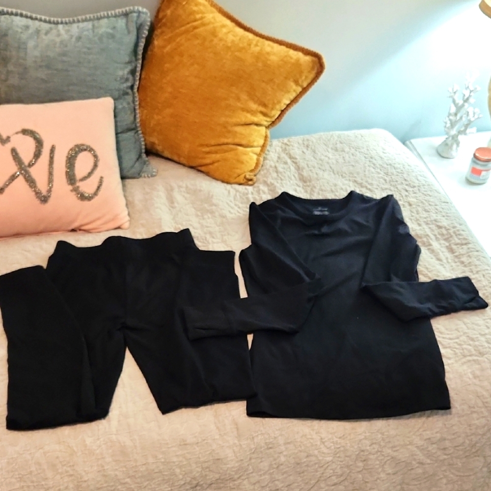 Cuddl DUDS Black Long Sleeve Top and Leggings Set NWOT